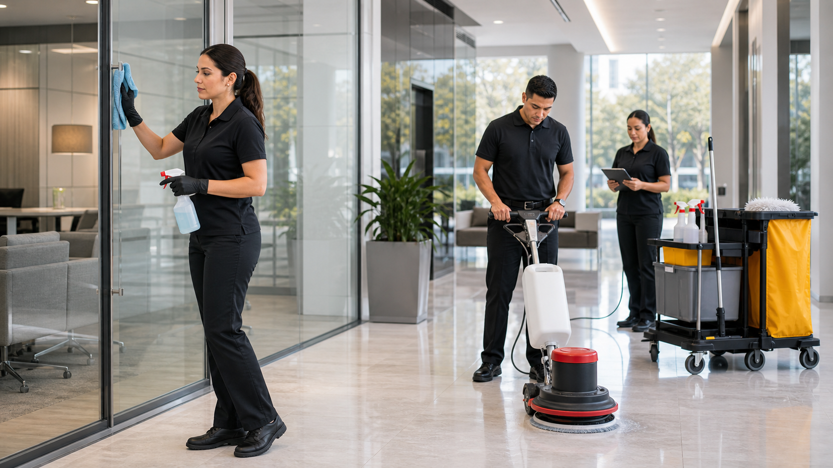 Facility services cleaning staff